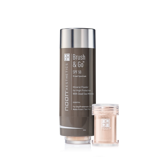 NOON BRUSH&GO MINERAL SUN PROTECTION POWDER SPF 50 RIEBIAI/PROBLEMINEI VEIDO ODAI (Tone 01), 2x5 g