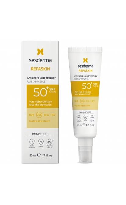 SESDERMA REPASKIN INVISIBLE LIGHT TEXTURE APSAUGINIS FLUIDAS NUO SAULĖS VEIDUI SPF50+, 50 ml